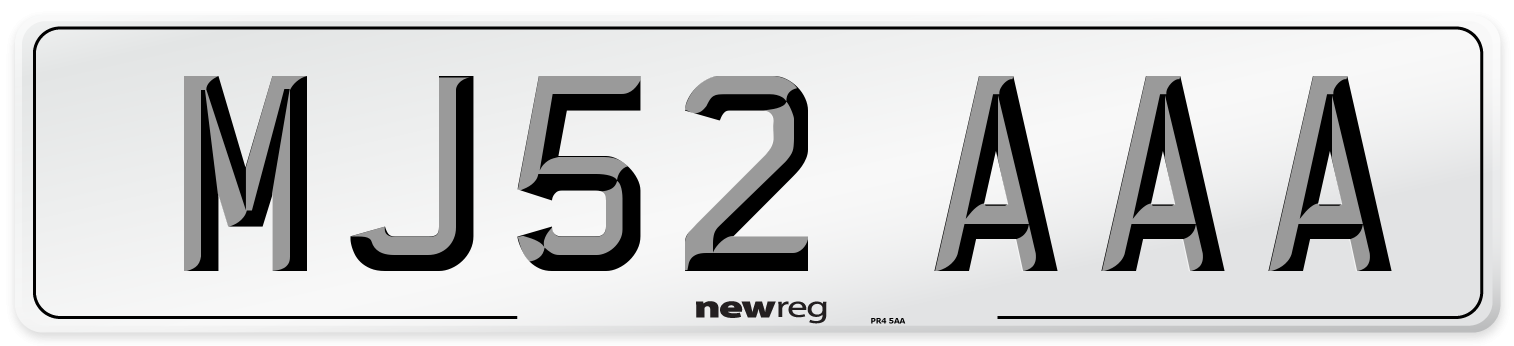 MJ52 AAA Number Plate from New Reg